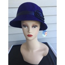Single Satin Flower Mujers Derby Hat Tweed Taupe Gray   Soft Rust OR Royal Blue  eb-63182995